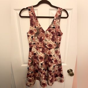 Forever 21 Floral roses mini skater dress M